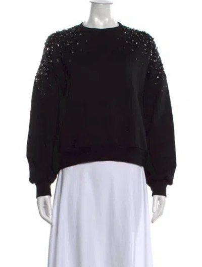 Pre-owned Cinq À Sept Crew Neck Long Sleeve Sweatshirt In Black