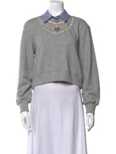 Pre-owned Cinq À Sept Crew Neck Long Sleeve Sweatshirt In Grey
