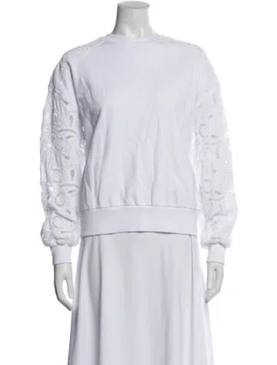 Pre-owned Cinq À Sept Crew Neck Long Sleeve Sweatshirt In White