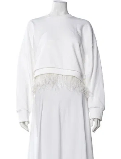 Pre-owned Cinq À Sept Crew Neck Long Sleeve Sweatshirt In White