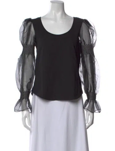 Pre-owned Cinq À Sept Crew Neck Long Sleeve Top In Black