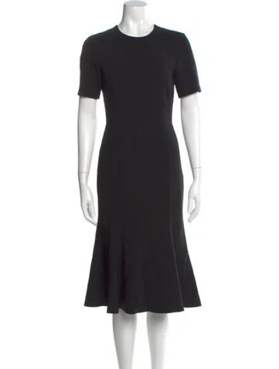Pre-owned Cinq À Sept Crew Neck Midi Length Dress In Black