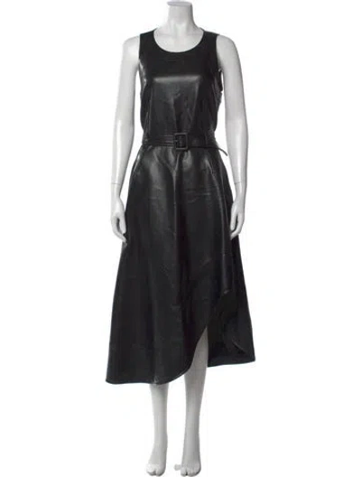 Pre-owned Cinq À Sept Crew Neck Midi Length Dress In Black