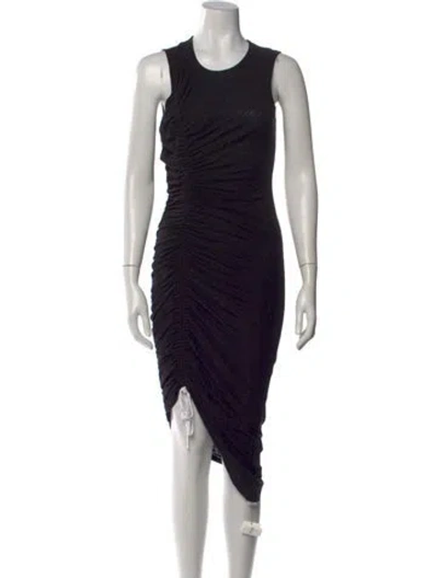 Pre-owned Cinq À Sept Crew Neck Midi Length Dress In Black