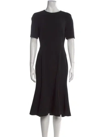 Pre-owned Cinq À Sept Crew Neck Midi Length Dress In Black