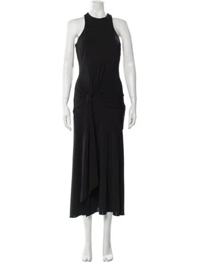 Pre-owned Cinq À Sept Crew Neck Midi Length Dress In Black