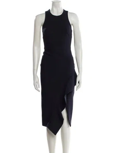 Pre-owned Cinq À Sept Crew Neck Midi Length Dress In Blue