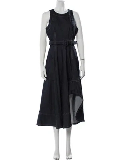 Pre-owned Cinq À Sept Crew Neck Midi Length Dress In Blue