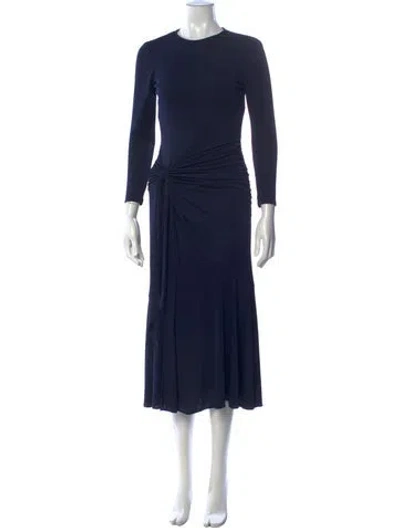 Pre-owned Cinq À Sept Crew Neck Midi Length Dress In Blue