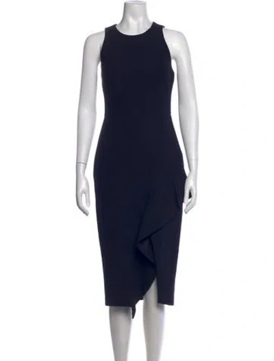 Pre-owned Cinq À Sept Crew Neck Midi Length Dress In Blue