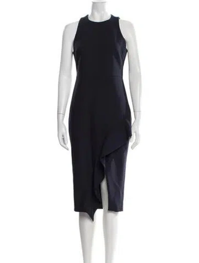 Pre-owned Cinq À Sept Crew Neck Midi Length Dress In Blue