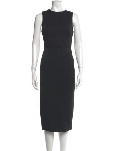 Pre-owned Cinq À Sept Crew Neck Midi Length Dress In Gray