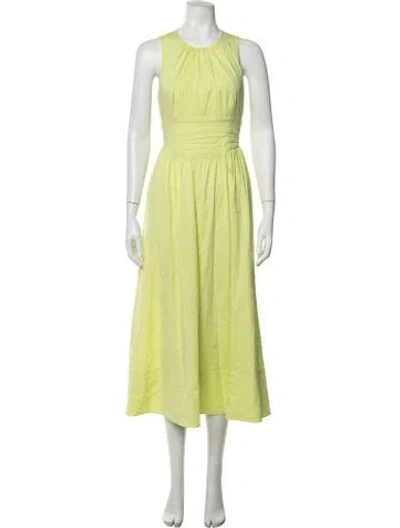 Pre-owned Cinq À Sept Crew Neck Midi Length Dress In Green