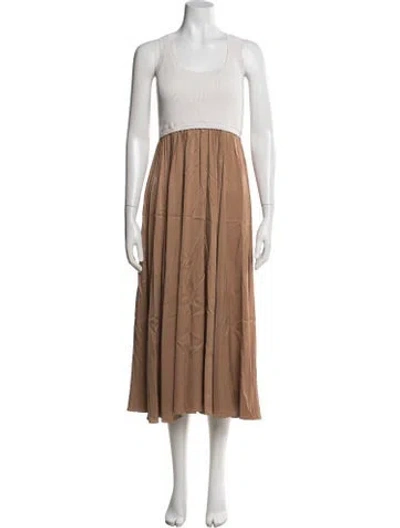Pre-owned Cinq À Sept Crew Neck Midi Length Dress In Neutral