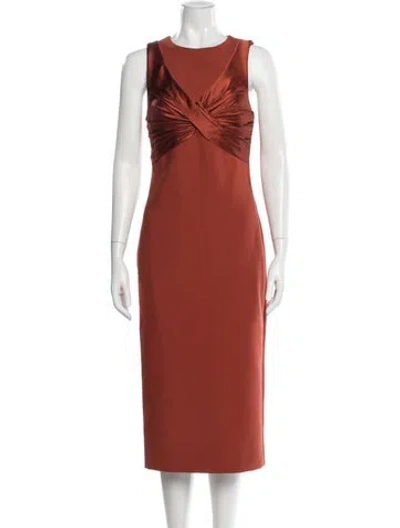 Pre-owned Cinq À Sept Crew Neck Midi Length Dress In Orange