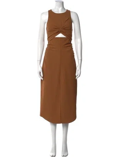 Pre-owned Cinq À Sept Crew Neck Midi Length Dress W/ Tags In Brown