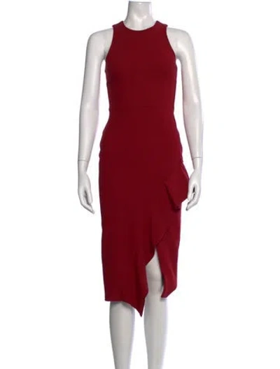 Pre-owned Cinq À Sept Crew Neck Midi Length Dress W/ Tags In Red
