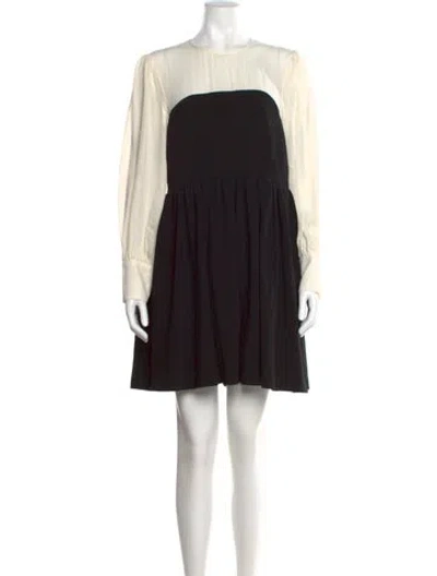 Pre-owned Cinq À Sept Crew Neck Mini Dress In Black