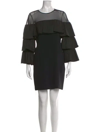 Pre-owned Cinq À Sept Crew Neck Mini Dress In Black