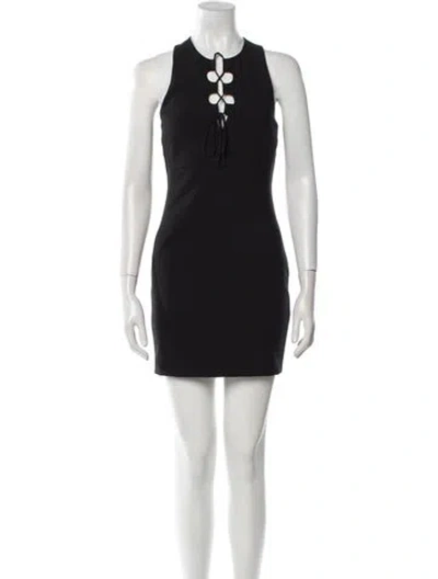 Pre-owned Cinq À Sept Crew Neck Mini Dress In Black