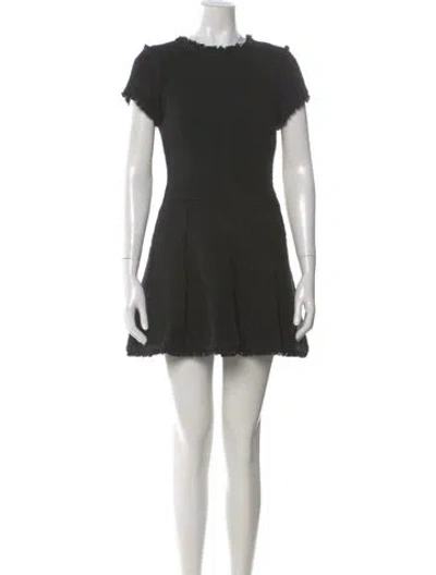 Pre-owned Cinq À Sept Crew Neck Mini Dress In Black
