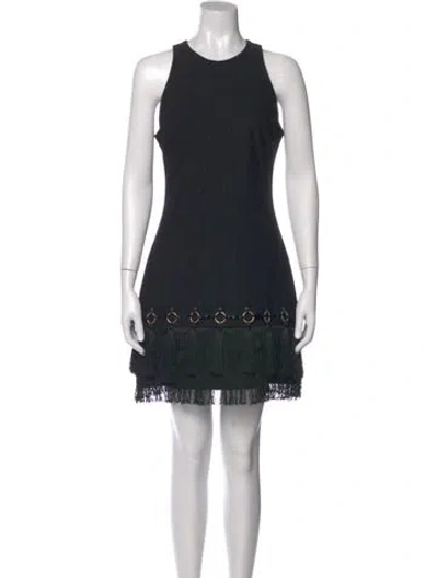 Pre-owned Cinq À Sept Crew Neck Mini Dress In Black