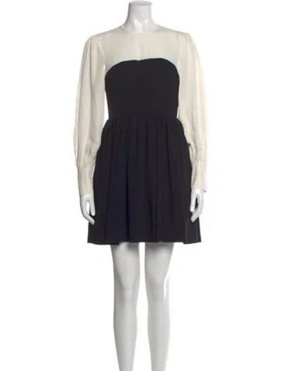 Pre-owned Cinq À Sept Crew Neck Mini Dress In Black