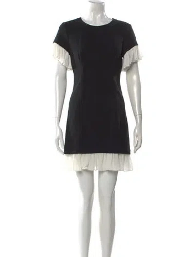 Pre-owned Cinq À Sept Crew Neck Mini Dress In Black