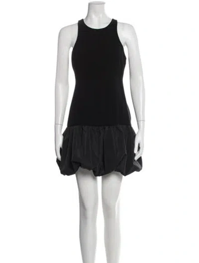 Pre-owned Cinq À Sept Crew Neck Mini Dress In Black