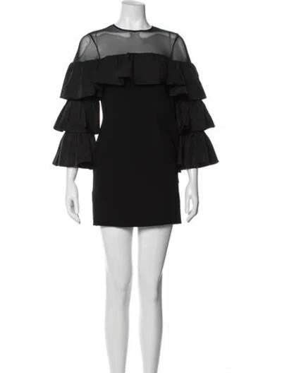 Pre-owned Cinq À Sept Crew Neck Mini Dress In Black