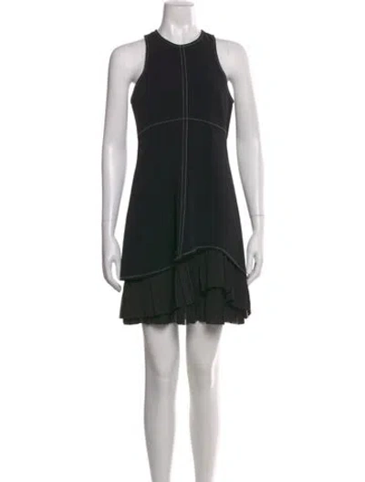Pre-owned Cinq À Sept Crew Neck Mini Dress In Black