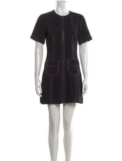 Pre-owned Cinq À Sept Crew Neck Mini Dress In Black