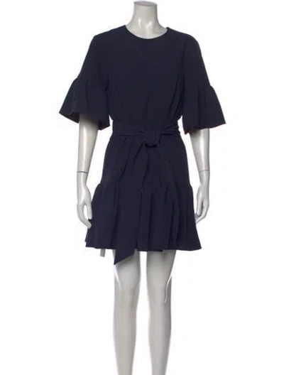Pre-owned Cinq À Sept Crew Neck Mini Dress In Black