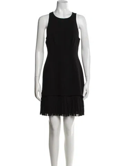 Pre-owned Cinq À Sept Crew Neck Mini Dress In Black