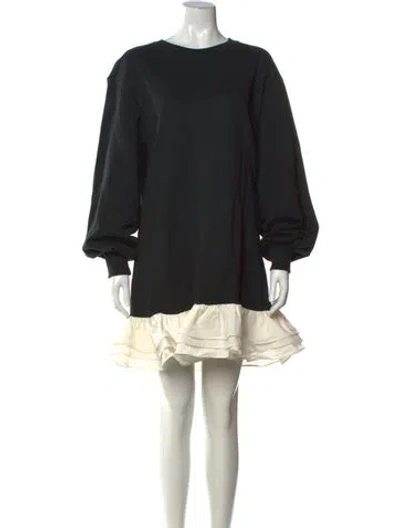 Pre-owned Cinq À Sept Crew Neck Mini Dress In Black