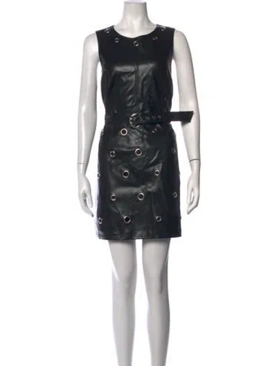Pre-owned Cinq À Sept Crew Neck Mini Dress In Black