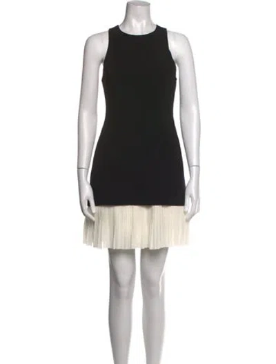 Pre-owned Cinq À Sept Crew Neck Mini Dress In Black/white