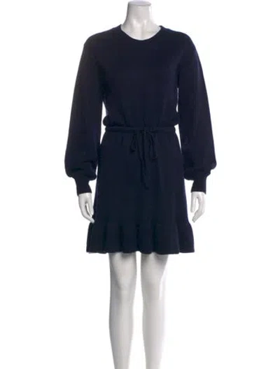 Pre-owned Cinq À Sept Crew Neck Mini Dress In Blue