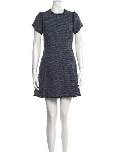 Pre-owned Cinq À Sept Crew Neck Mini Dress In Blue