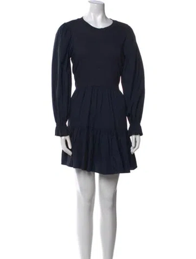 Pre-owned Cinq À Sept Crew Neck Mini Dress In Blue