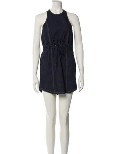Pre-owned Cinq À Sept Crew Neck Mini Dress In Blue
