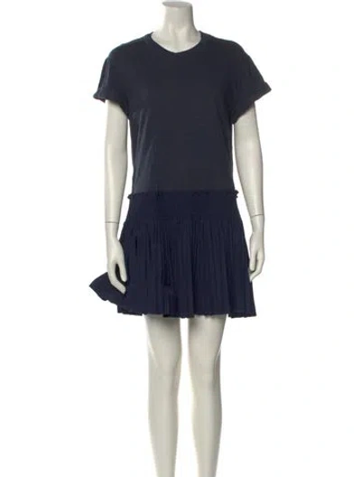 Pre-owned Cinq À Sept Crew Neck Mini Dress In Blue