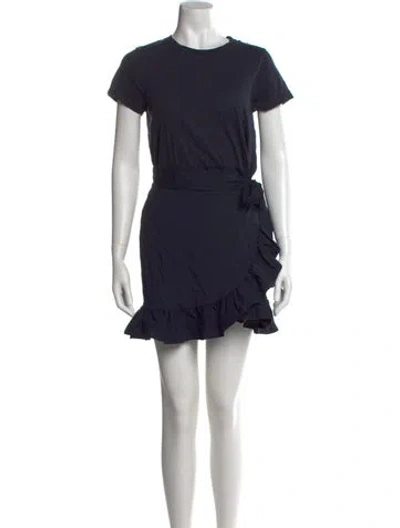 Pre-owned Cinq À Sept Crew Neck Mini Dress In Blue