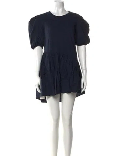Pre-owned Cinq À Sept Crew Neck Mini Dress In Blue