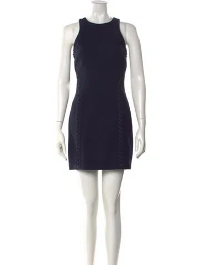 Pre-owned Cinq À Sept Crew Neck Mini Dress In Blue