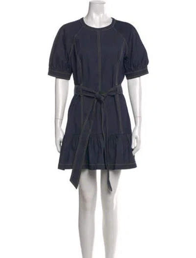 Pre-owned Cinq À Sept Crew Neck Mini Dress In Blue