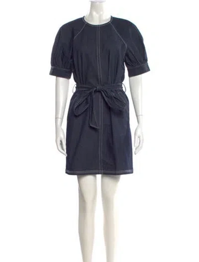 Pre-owned Cinq À Sept Crew Neck Mini Dress In Blue