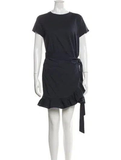 Pre-owned Cinq À Sept Crew Neck Mini Dress In Blue