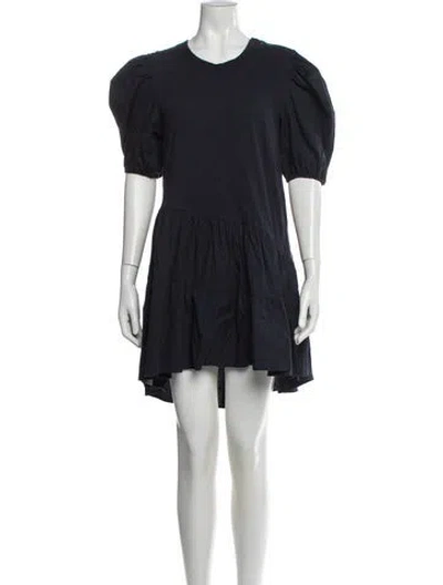 Pre-owned Cinq À Sept Crew Neck Mini Dress In Blue