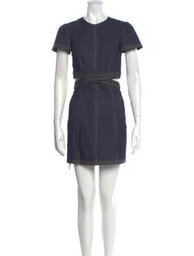 Pre-owned Cinq À Sept Crew Neck Mini Dress In Blue